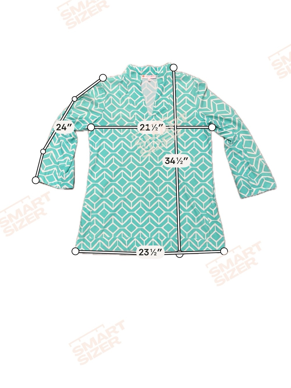 Jude Connally Chris Top Jude Cloth Tunic Teal White Geometric Print Size XL - Picture 4 of 8